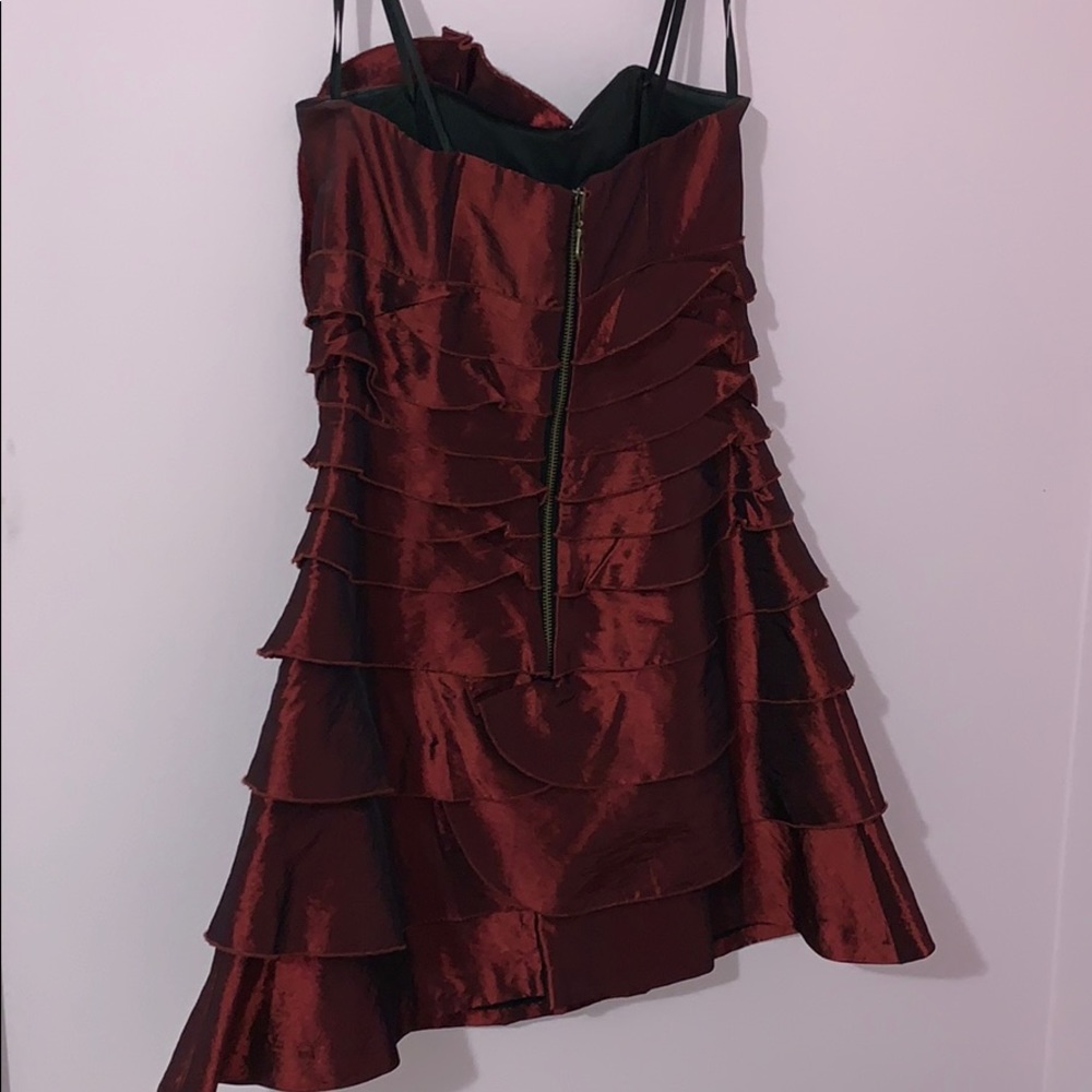 Bcbg Generation Wine Red Strapless Ruffle Dress - image 5